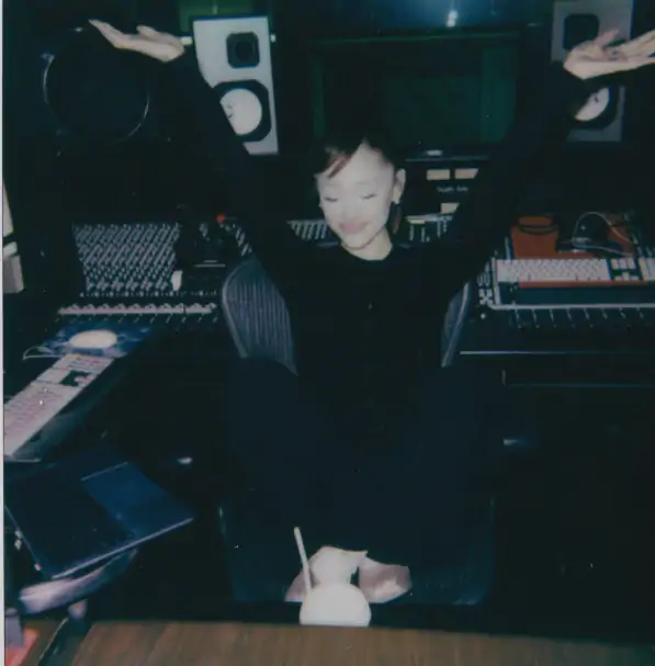 ariana grande in her studio for new album.